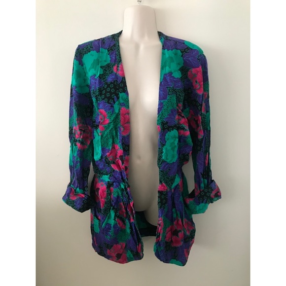 Vintage Jackets & Blazers - 🌿 Vibrant one of a kind floral Vintage Blazer